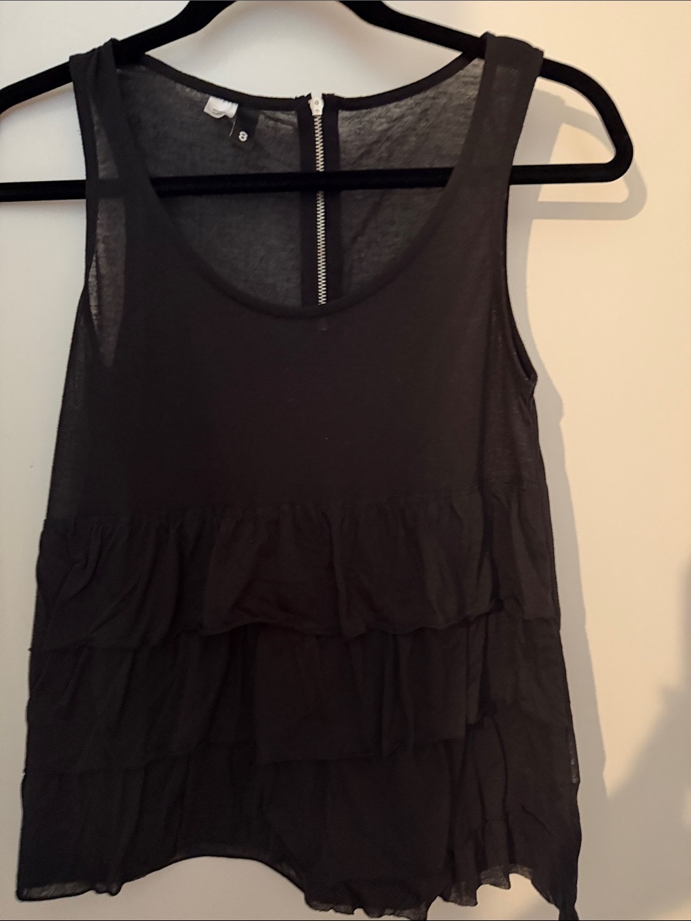 Divided Gray Ruffle Tank Top